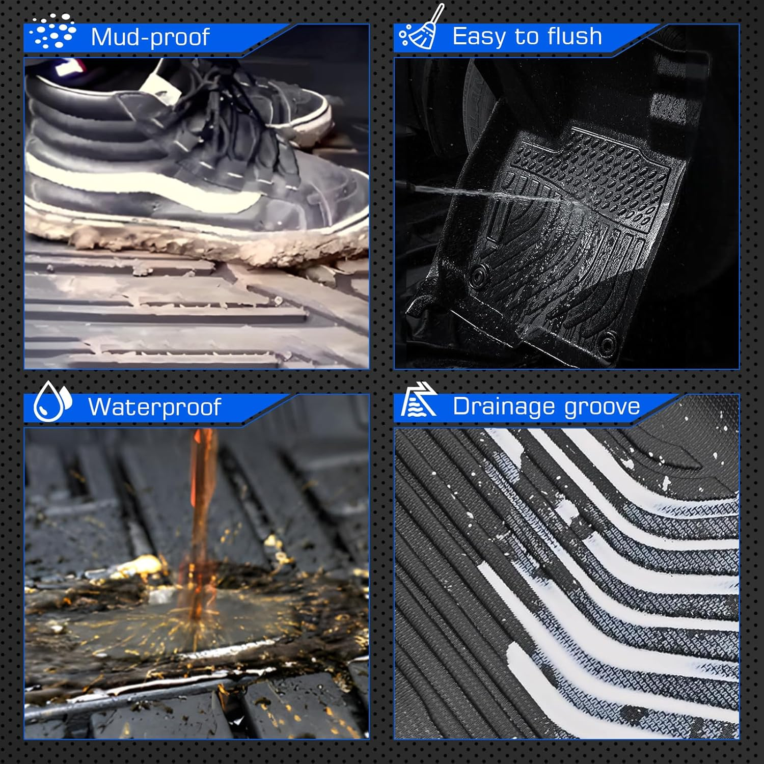 Floor Mats for Toyota Highlander 2008-2013 Non Hybrid, All Weather TPE Floor Liners, 3D Waterproof Custom Fit Car Accessories, 1St & 2Nd & 3Rd Row & Trunk Mat, Anti-Slip Mat Full Set image number 4