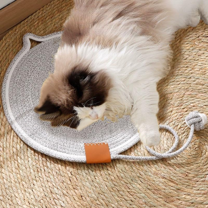 Cat Scratcher Mat, Natural Cotton Rope Cat Scratch Pad, 15.7'' round Horizontal Floor Cat Scratching Pads for Indoor Cats, Cat Furniture Protector for Wall, Couch, Carpets, Sofas image number 3