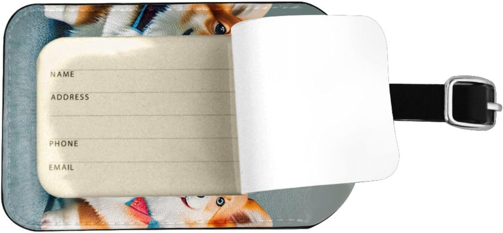 Wearing Clothes Cute Corgi Dogs Print Elegant Tag Stylish Tag Luggage Tag 4.3 X 2.76 Inch for Suitcases Travel Bags image number 3