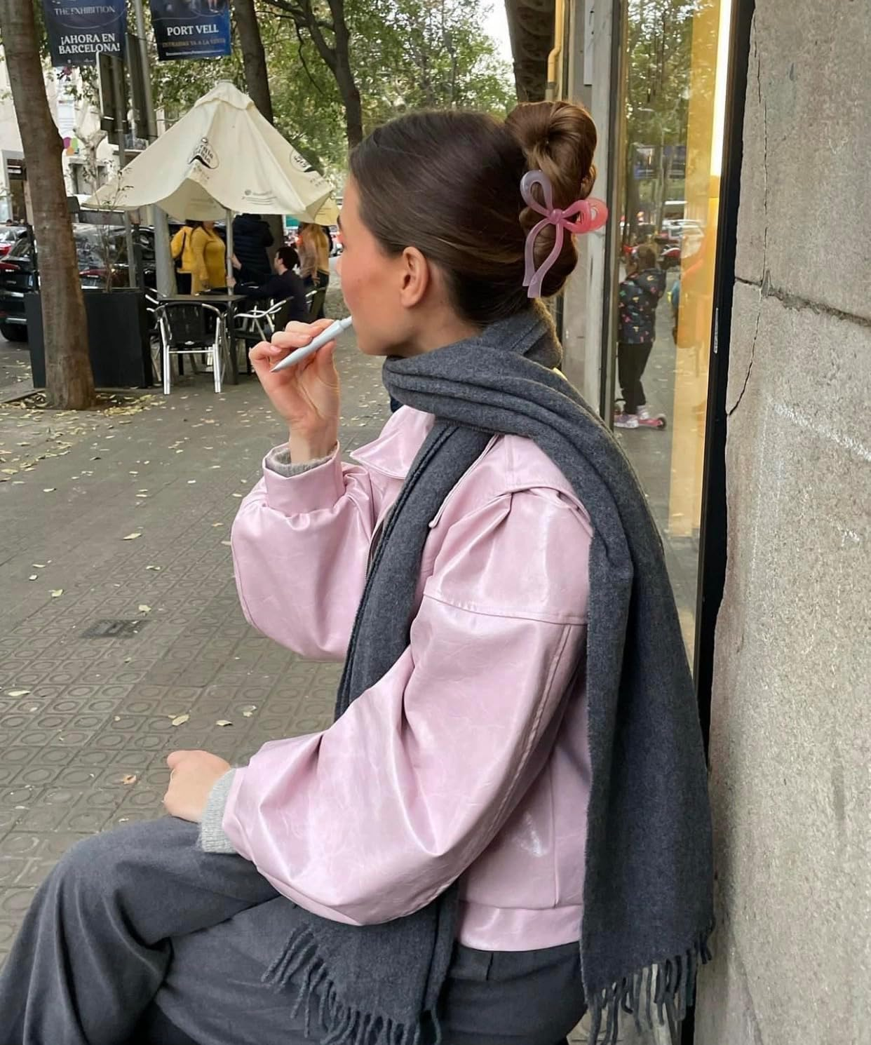 Ayesha Bows Claw Clips - 2 Colors Ribbon Coquette Clips for Thick Hair and Girls, Including Pink - Pink image number 5