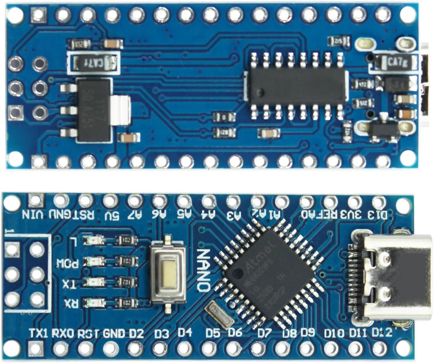 DIGISHUO 2Pcs Nano V3.0 Atmega328P CH340G | 5V 16M Type-C Port Module| Micro Controller Board Development Board with PIN Headers Pin Unsoldered image number 4