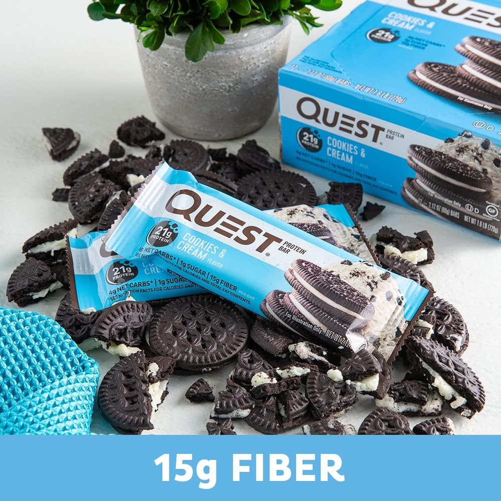 Quest Nutrition Cookies and Cream Protein Bar, High Protein, Low Carb, Keto Friendly, 12 Count image number 4