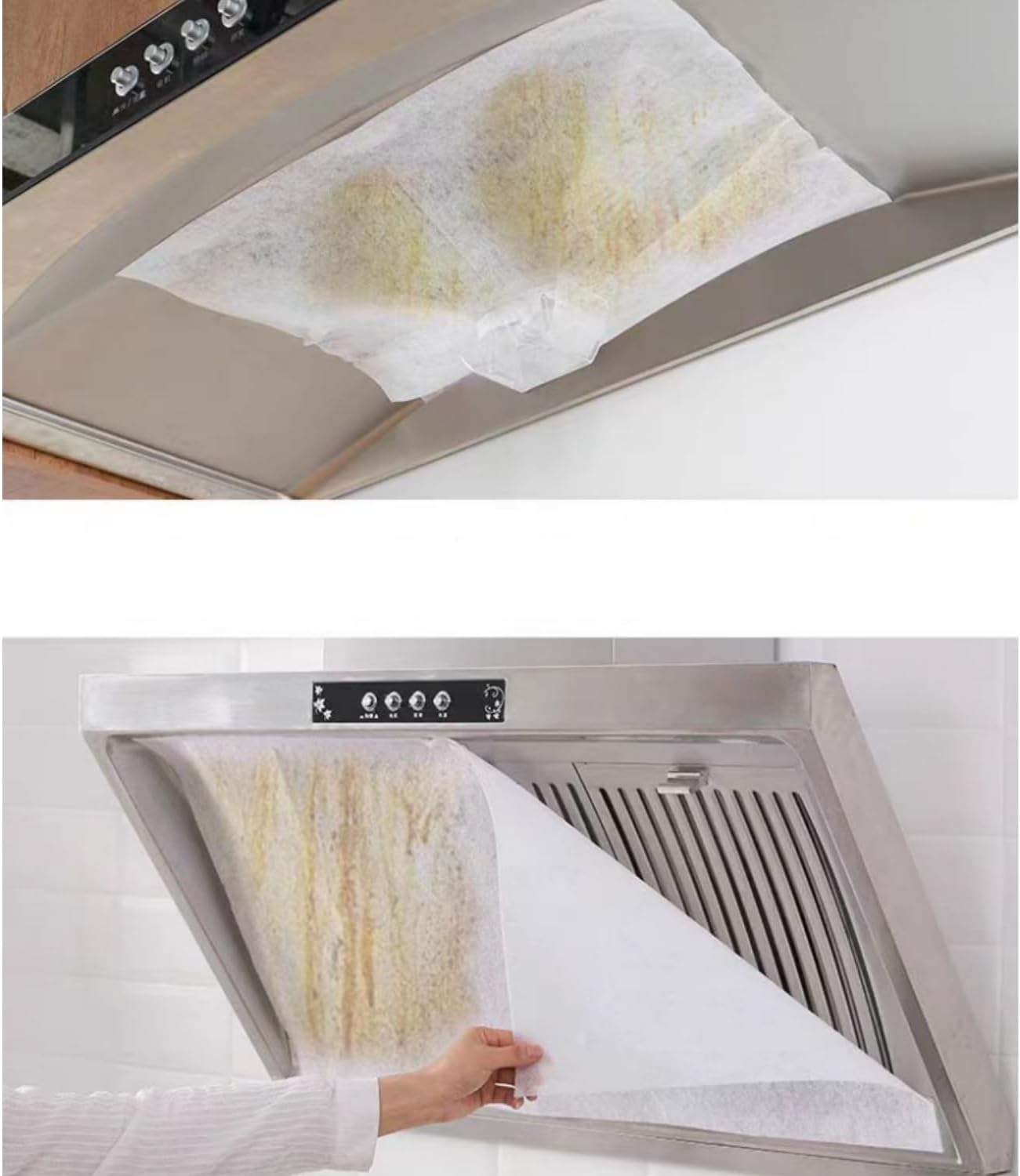 MILIOG Range Hood Filter Paper Roll, Non-Woven Oil Absorbing & Flame Retardant Universal Grease Filter for Cooker Hood/Extractor Fan, 46Cm X 10M with Magnetic Strips & Adhesive