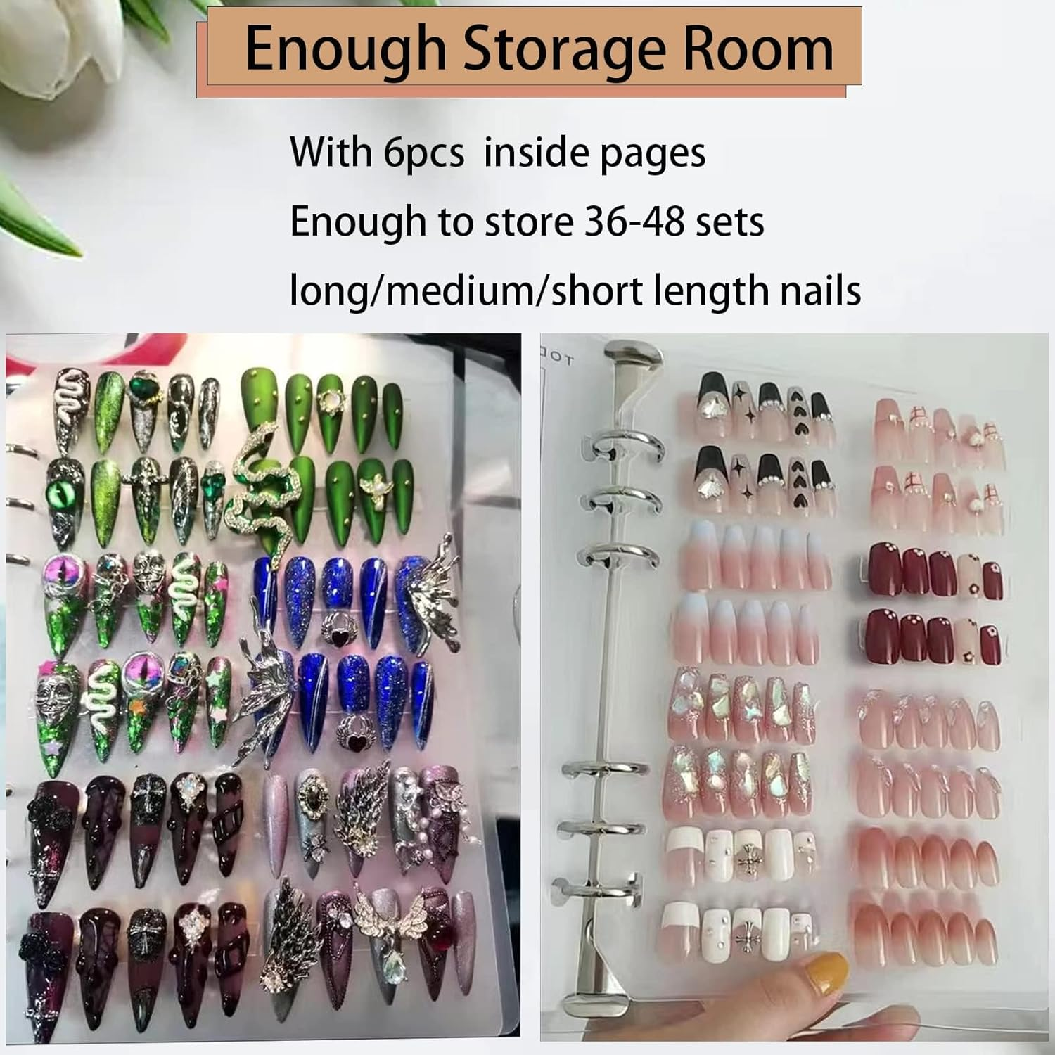 Press on Nail Organizer Clear Empty Storage Packaging Display Salon Supplies with Nail Tape image number 4