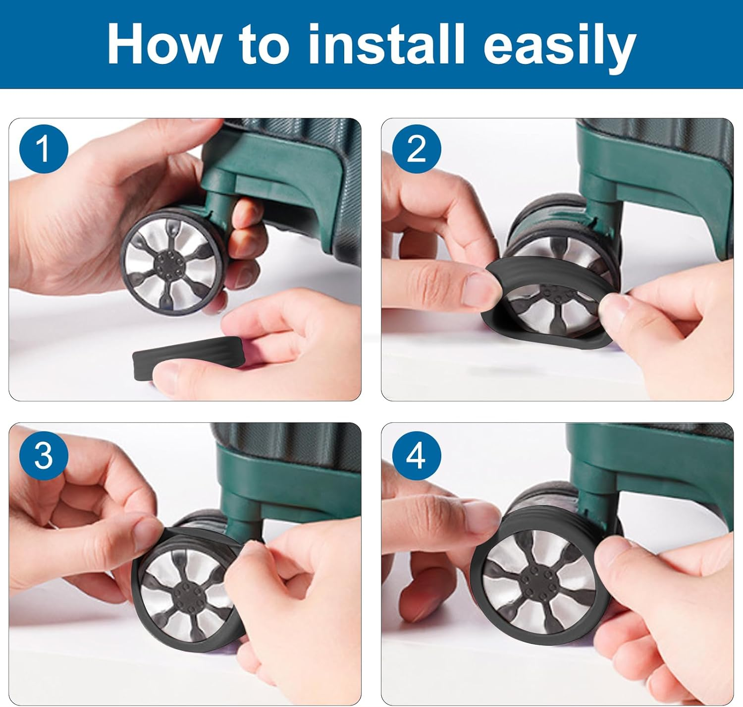 KASESSS 16 Pcs Suitcase Wheel Covers, Silicone Luggage Wheel Protector, Portable Luggage Wheel Covers Reduce Noise Luggage Compartment Wheel Protection Cover Water-Resistant Luggage Wheel Cover, image number 3