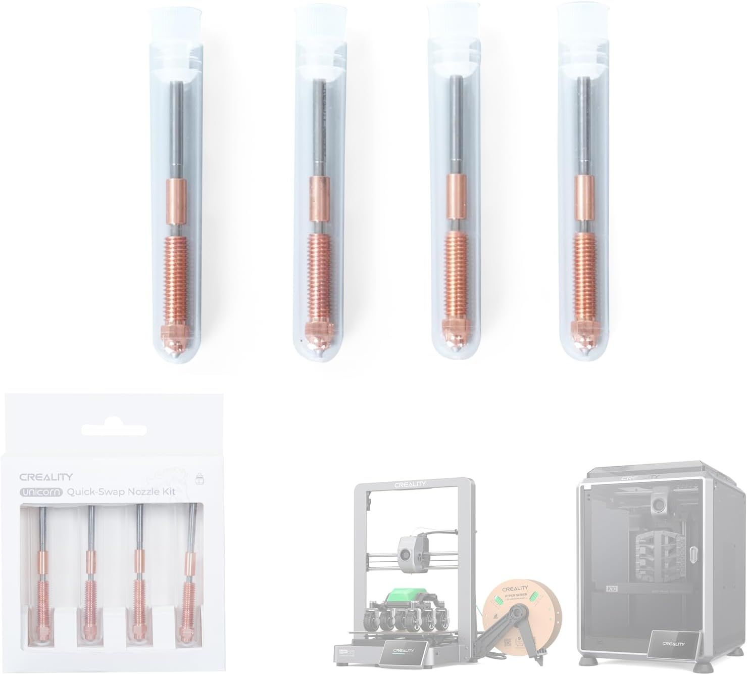 Creality Unicorn Quick-Swap Nozzle Kit (4PCS) for 3D Printer K1/K1 Max (2024), K1C, Ender-3 V3/V3 Plus, Swift Installation, High-Flow Printing, Upgraded Material, 0.4Mm X 2, 0.6Mm, 0.8Mm image number 2
