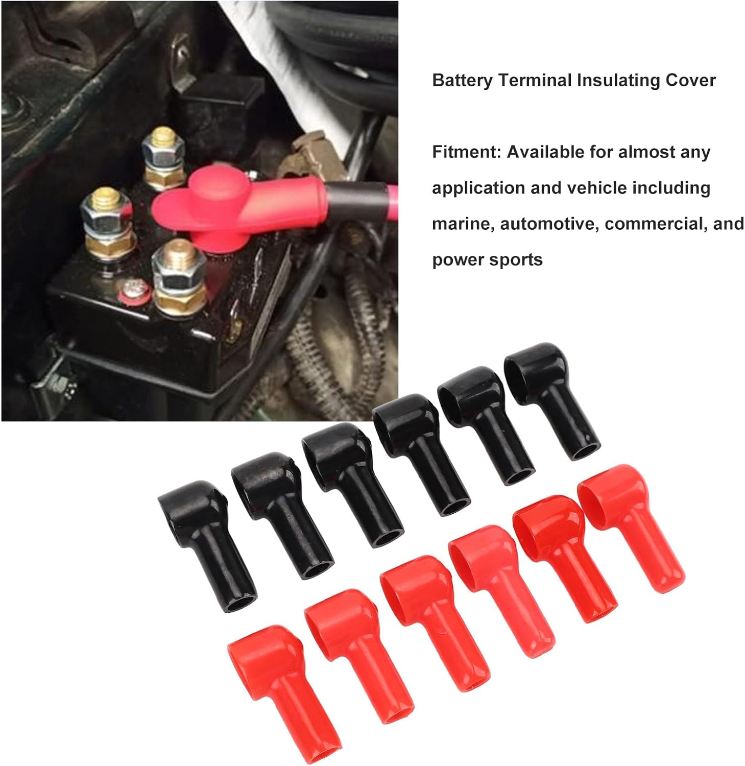 12Pcs Battery Terminal Cable Lug Cover Cap, Insulating Boot Set, Easy Installation, Long Lasting Use, Includes 6 Red 6 Black, for Almost Any Application and Vehicle image number 3