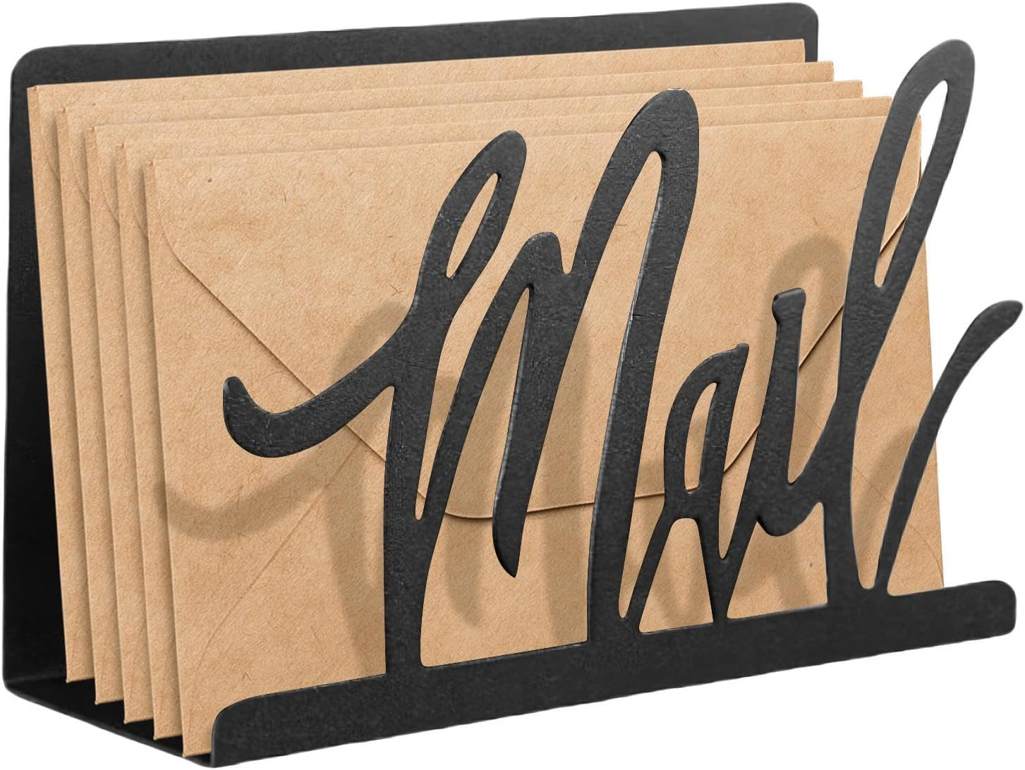 Letter Holder, Desk Mail Organizer Cutout Design, Vertical Display Slots, Desktop File Rack, Postcard Storage for Keeping Desk Tidy, Offices and Home Organization