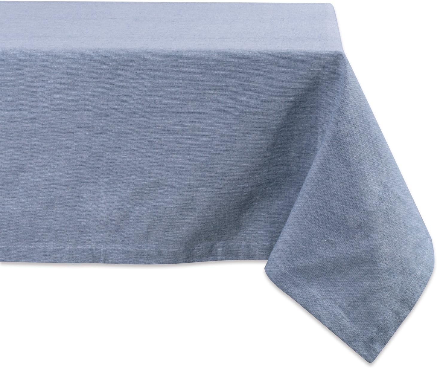 DII 100% Cotton, Machine Washable, Everyday Chambray Kitchen Tablecloth for Dinner Parties, Summer & Outdoor Picnics - 70" round Seats 4 to 6 People, Chambray Natural