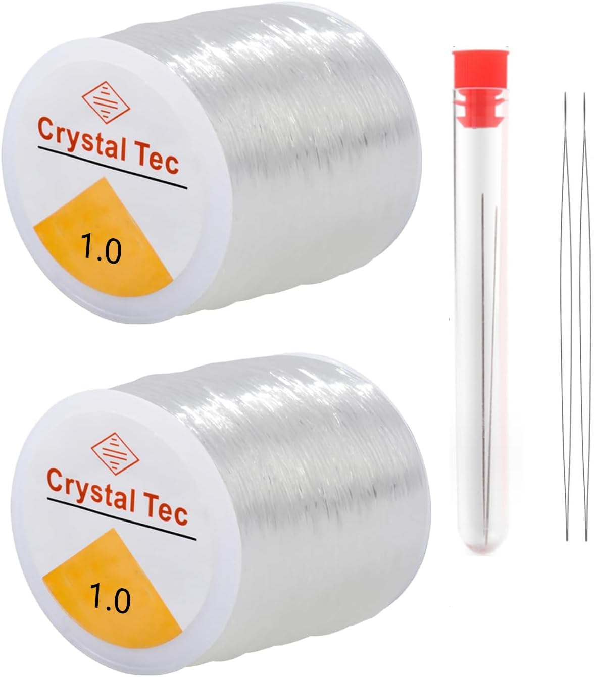 Stretchy String for Bracelets,2 Rolls of 160M,1.0Mm Clear Elastic String Stretch Cord Jewelry Bead Bracelet String with 2 Pcs Beading Needles for Seed Beads,Pony Beads,Bracelets and Jewelry Making image number 4