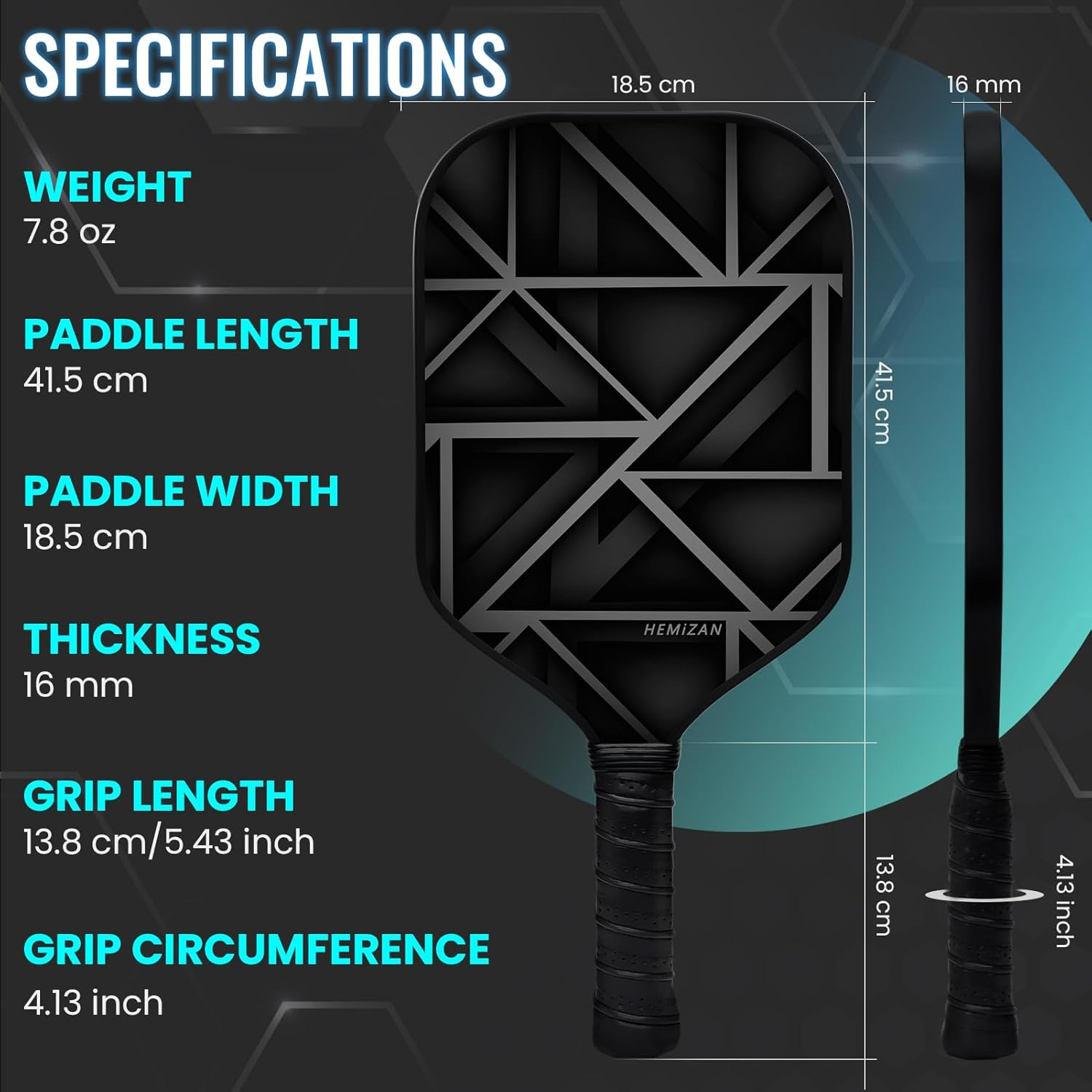 Carbon Fiber Pickleball Paddle - Pickleball Set of Pickle Ball Rackets with Eraser Cleaner and Bat Cover by HEMIZAN image number 3