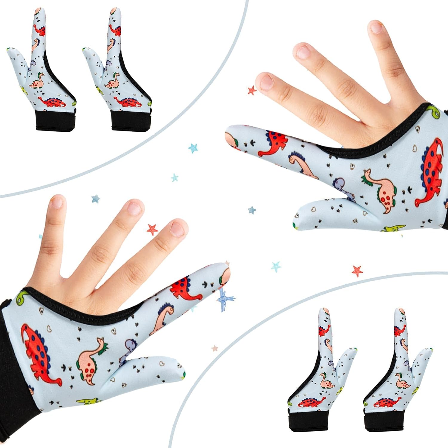 4 Pcs Thumb Sucking Guard Gloves for Kids Ages 5-10, Breathable Sensory Gloves to Stop Thumb Sucking & Nail Biting, Soft Cotton anti Suck Guard with Chewy Compression (Dinosaur 02) image number 6