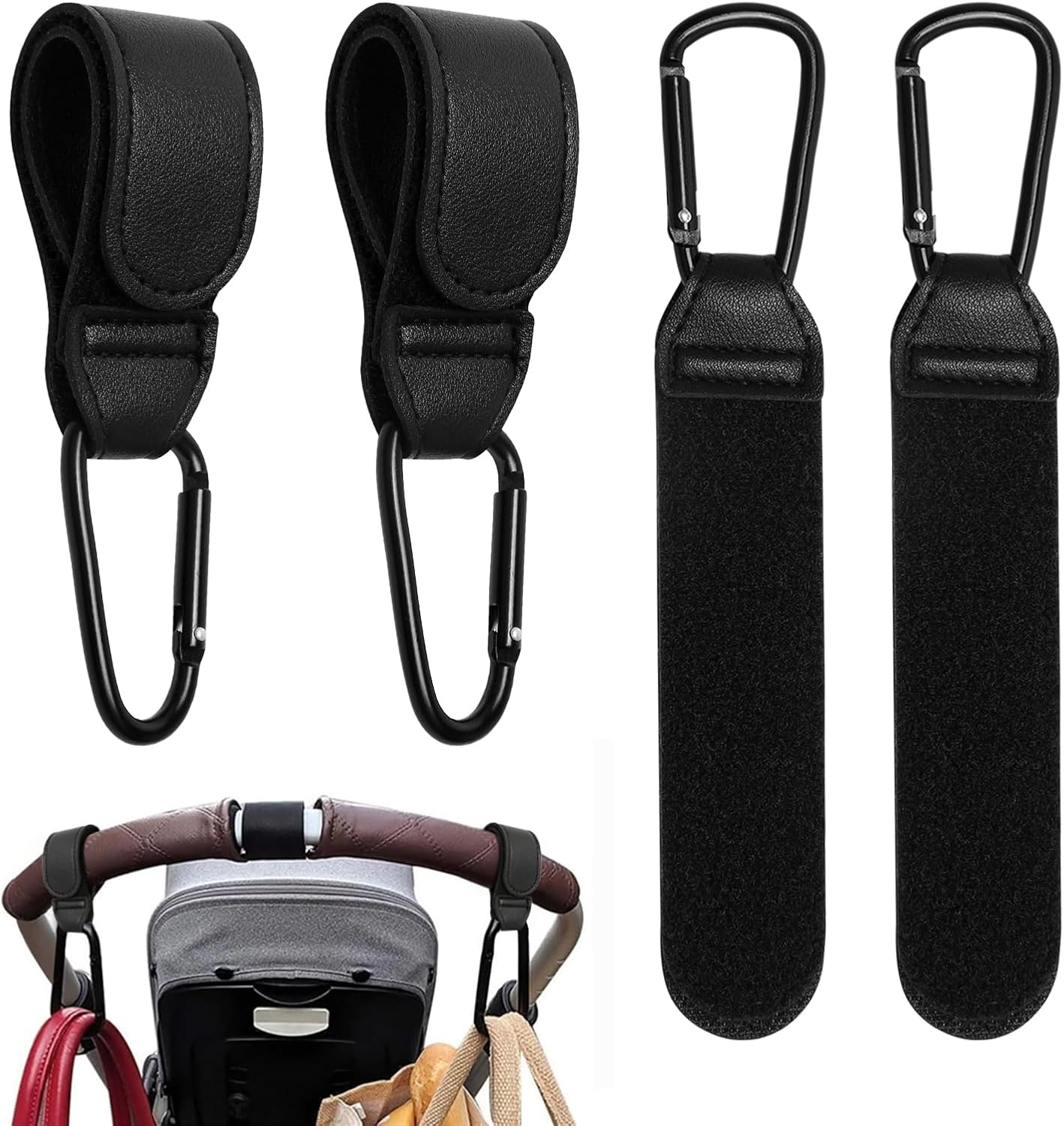 4 Pcs Pram Clips for Buggy, Buggy Clips, Adjustable Pram Hooks for Bags, Pram Bag Clips Pram Carabiner Clip for Mommy Diaper Bag, Pushchair, Shopping Grocery, Pushchair, Backpack image number 2