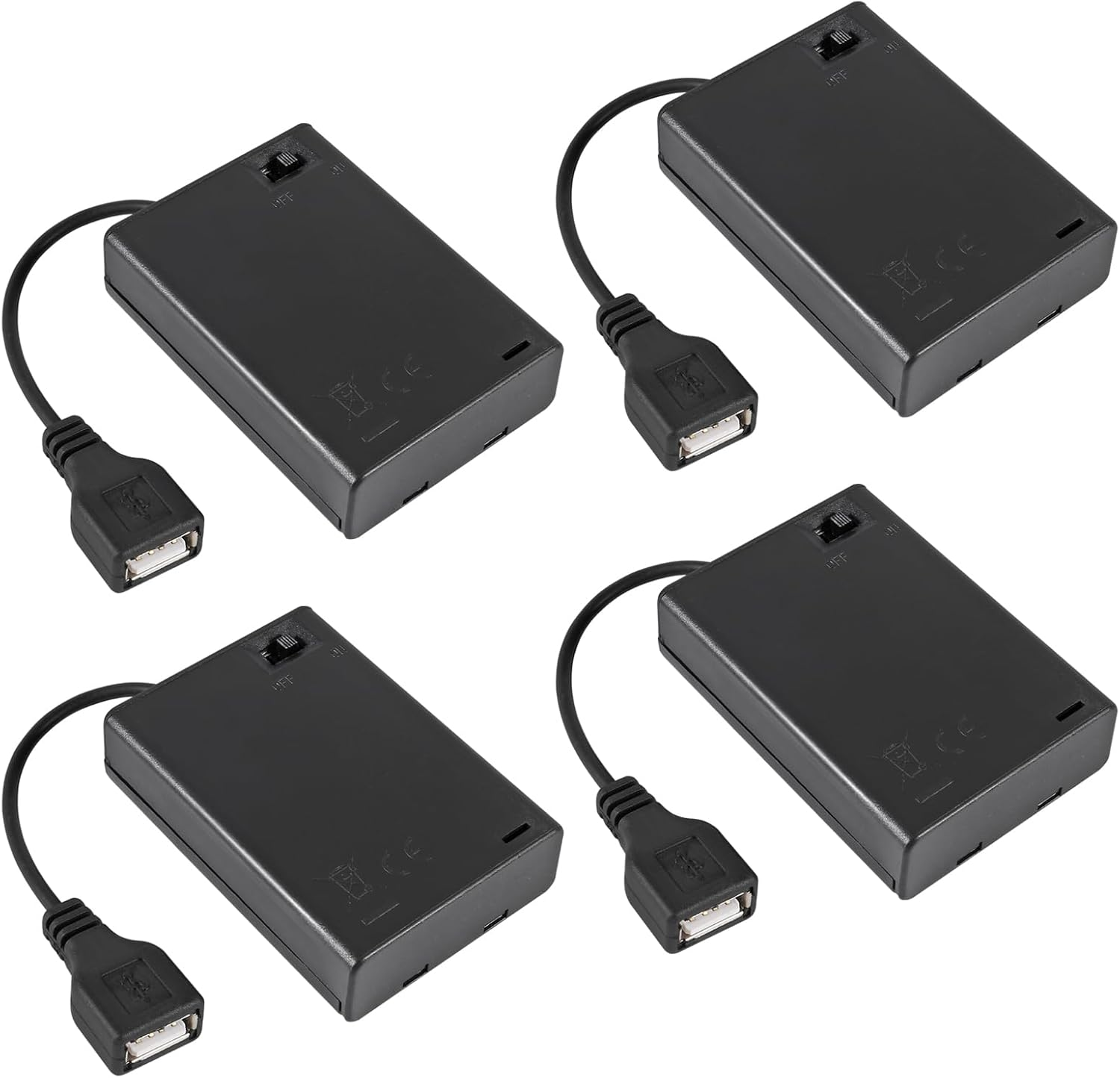 4PCS 3 Slots AA Battery Holder AA Battery Box 4.5V AA Battery Case USB Power Port with Cover On/Off Switch USB Female Socket for Battery Building Block Led Light Kit image number 4