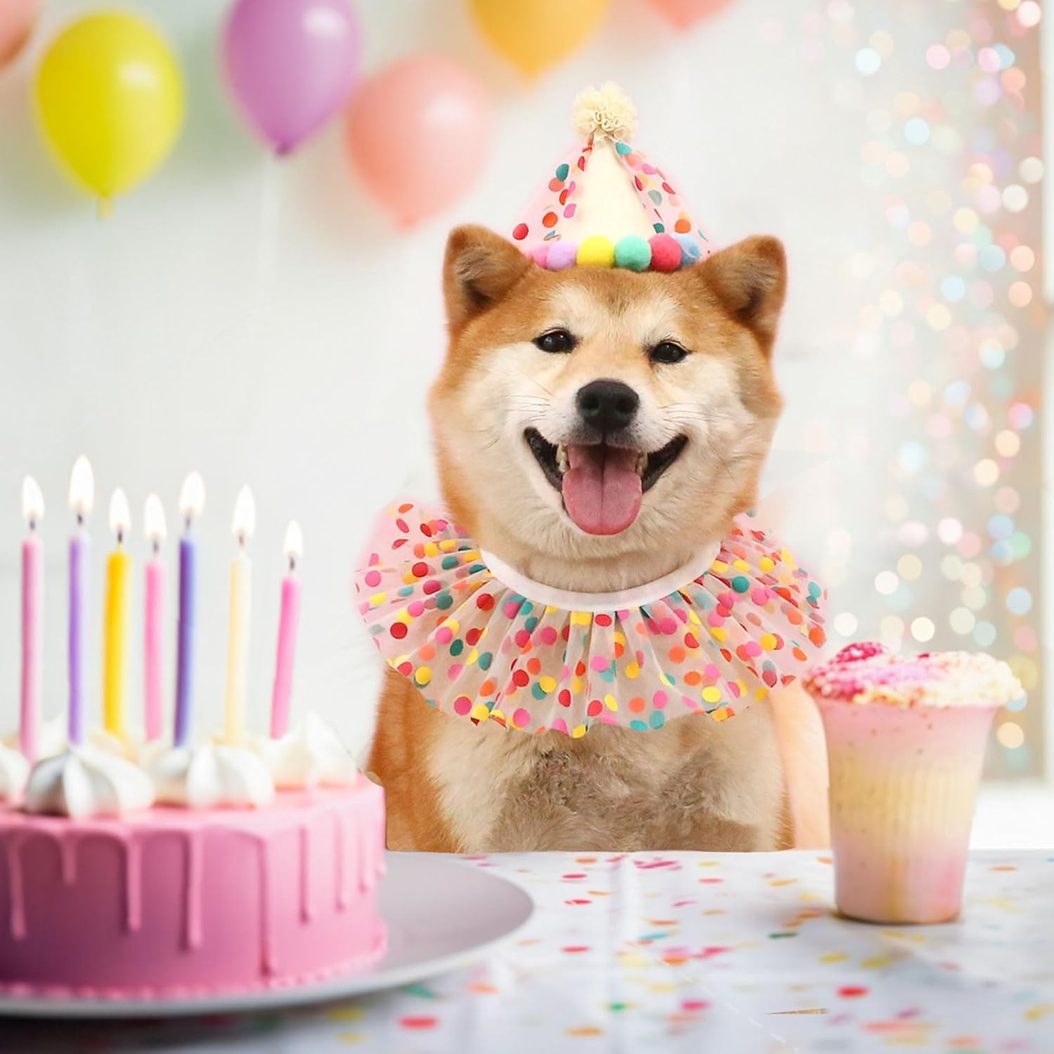 Princess Dog Crown Hat and Scarf Set, 2Pcs Cat Dog Princess Costumes Birthday Hat Scarf Set, Princess Costume Pet Neck Collar Girl Cat Collar Hat