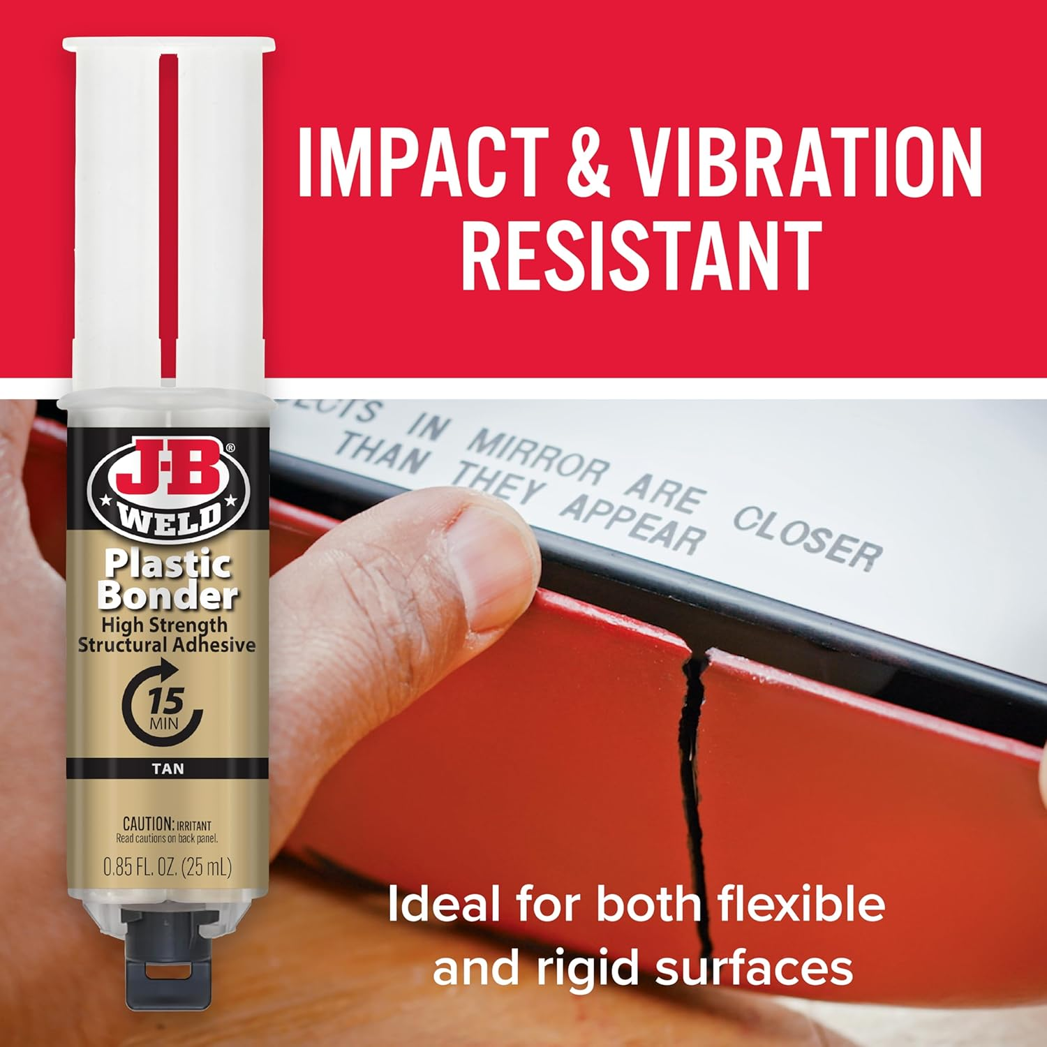 JB Weld Plastic Bonder High Strength Structural Adhesive Syringe, Tan, 25 Ml