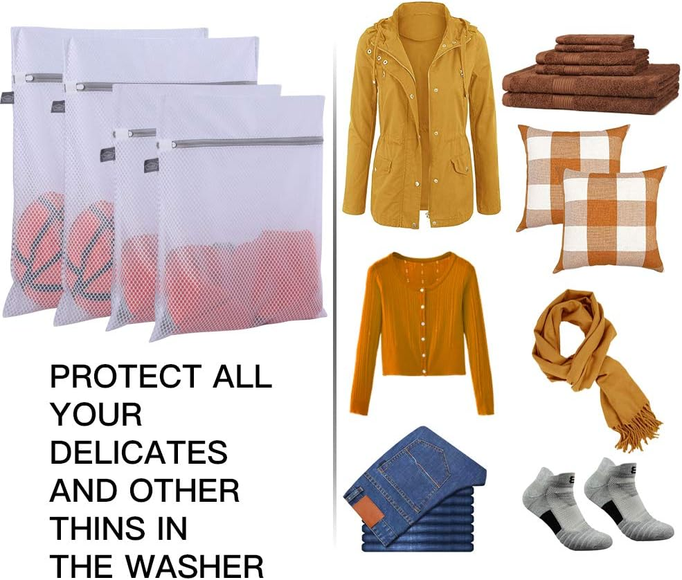 Kimmama Laundry Bags Mesh Wash Bag, Lingerie Bags for Washing Delicates, Net Washer Sack with Zipper, Dryer Pouch for Cleaning and Drying Cloths, Garment, Sweater, Bra, Pant, Sock, Toys, Bedcover image number 3