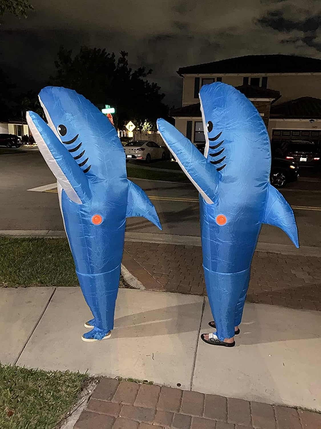 Adults Inflatable Shark Costume Blow up Jumpsuit Fancy Dress Funny Carcharias Suit for Halloween, Birthday Gift Cosplay Party