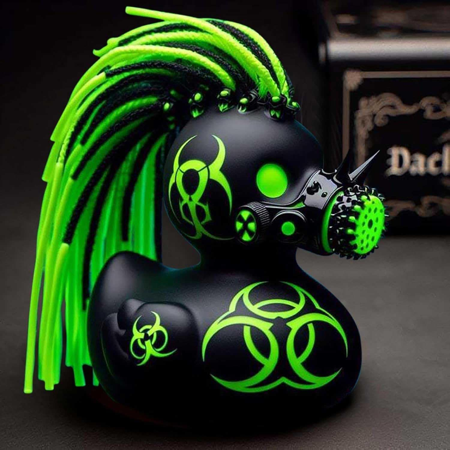 Goth Satanic Duck, Gothic Cyberpunk Resin Punk Ducks, Gothic Satan Duck Resin Statue, Novelty Rock Ducky Ornaments Halloween Decoration, Satanic Duck Gothic Gifts Home Bedroom Decor (Punk Duck) image number 3