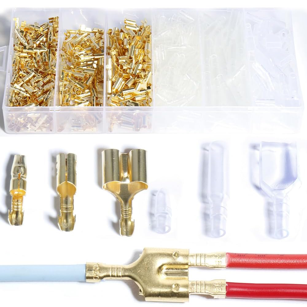 Aikoolwer 4.0Mm Bullet Terminals Docking Quick Connector Insulating Sleeves Car Cold Cable Wire Electrical Plug Brass Insulation Sleeve Crimp Automotive Electrical Motorcycle Kit image number 2