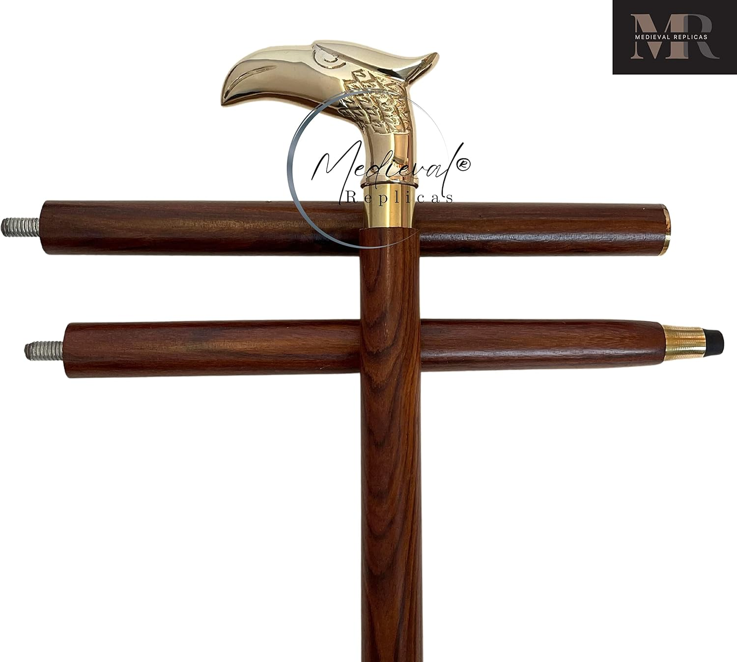 Today Sale on Eagle Walking Stick - Decorative Cane Walking Stick for Men and Women - Wooden Canes and Walking Sticks with Metal Brass Handle - Symbol of Power and Strength image number 2