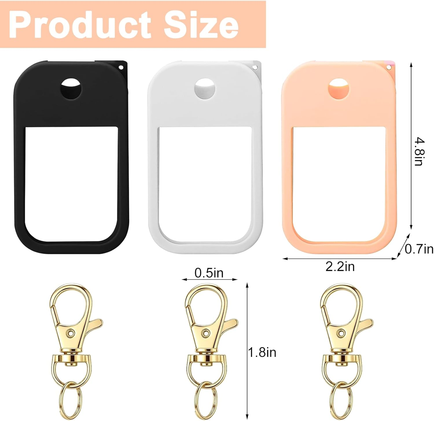 Huoflame Hand Sanitizer Spray Case Compatible with TH 1 FL.OZ &ndash; 3 Pack Protective Silicone Holder with Metal Keychain
