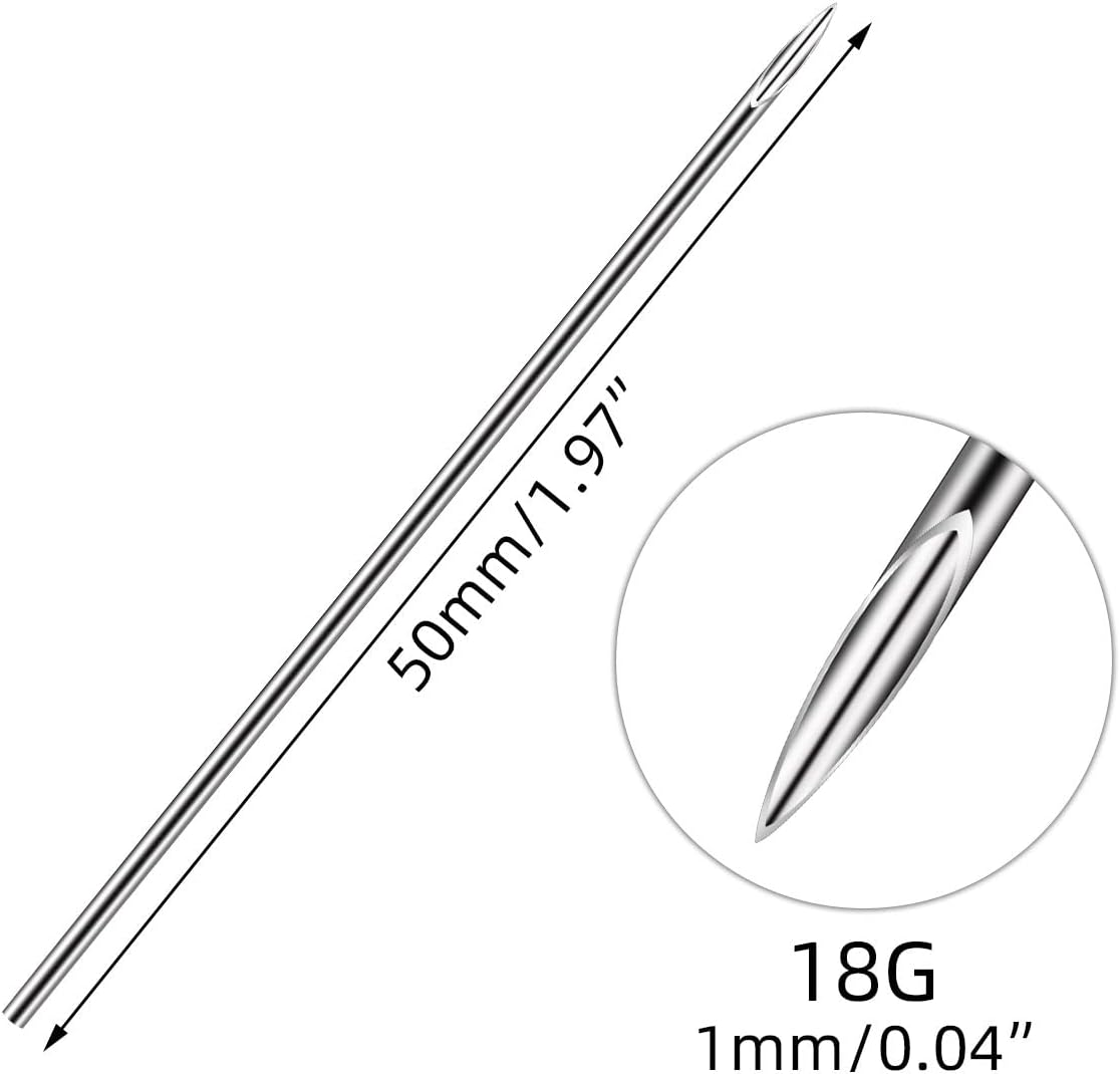 ATOMUS Body Piercing Needles, 10Pcs Stainless Steel Sterile Disposable Ear Nose Navel Nipple Lip Piercing Needles image number 2