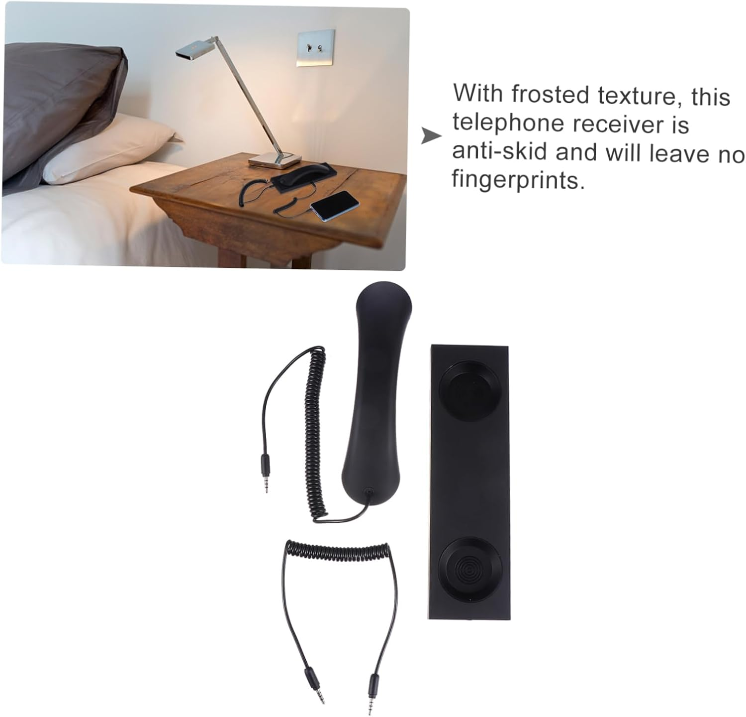 FELTECHELECTR Retro Cellphone Handset Vintage Voice Headset High Definition Anti-Radiation Ergonomic Design for Mobile Phones Tablets Computers with 3.5Mm Interface image number 4