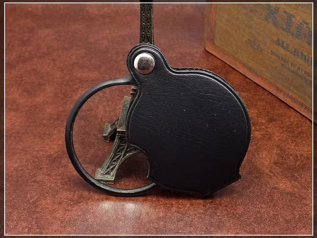 [2Pack] 10X Pocket Mini Magnifier Glass,Folding Magnifying Lenses with Rotating Protective Leather Sheath for Seniors Reading, Inspection,Exploration image number 5