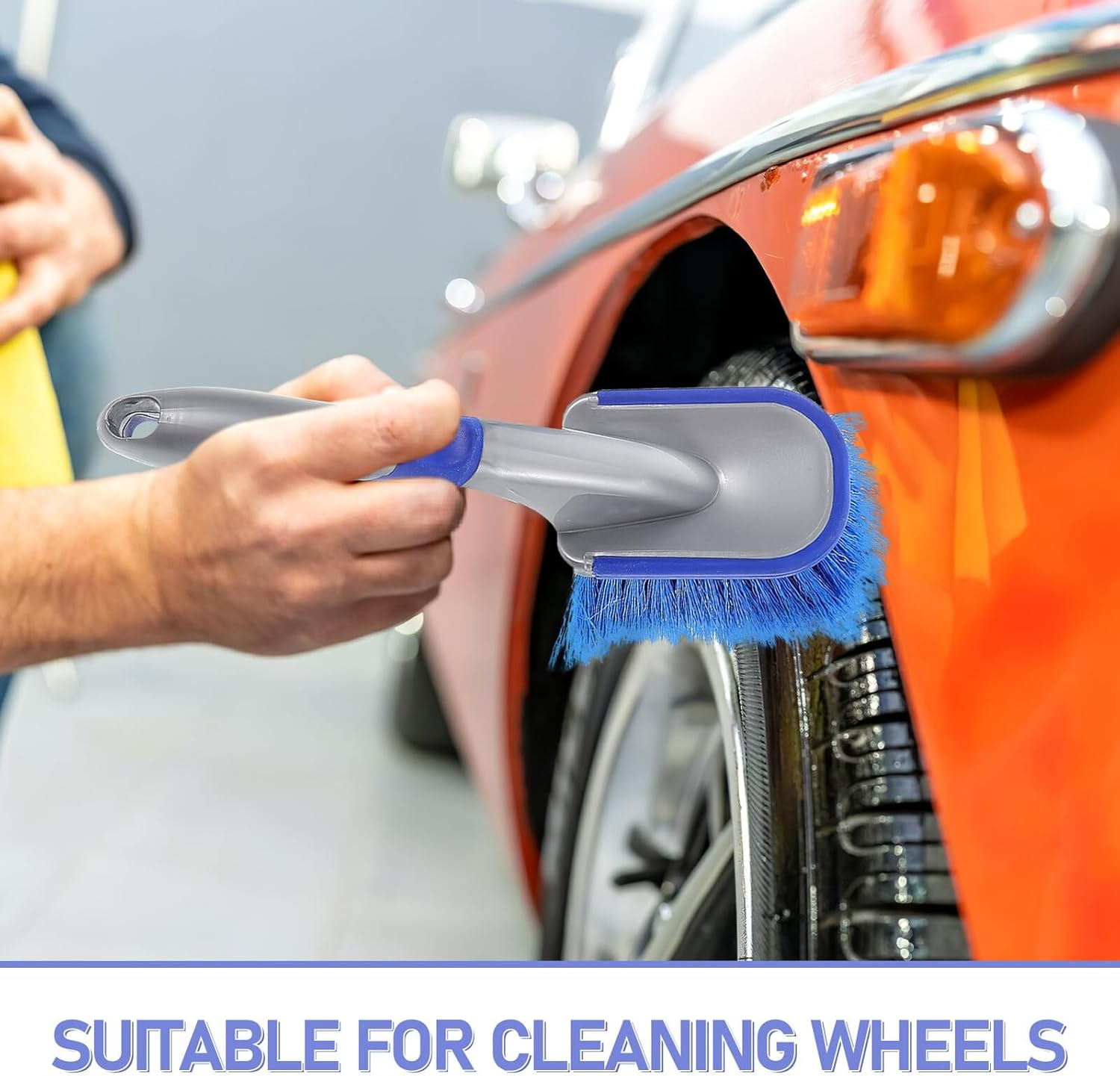 Outanaya Car Wheel Cleaning Brush Set, 2Pcs Tire and Rim Detail Brushes with Long and Short Ergonomic Handles, Soft Bristles for Auto Wheel and Tire Care, Suitable for Car and Motorcycle Detailing image number 5