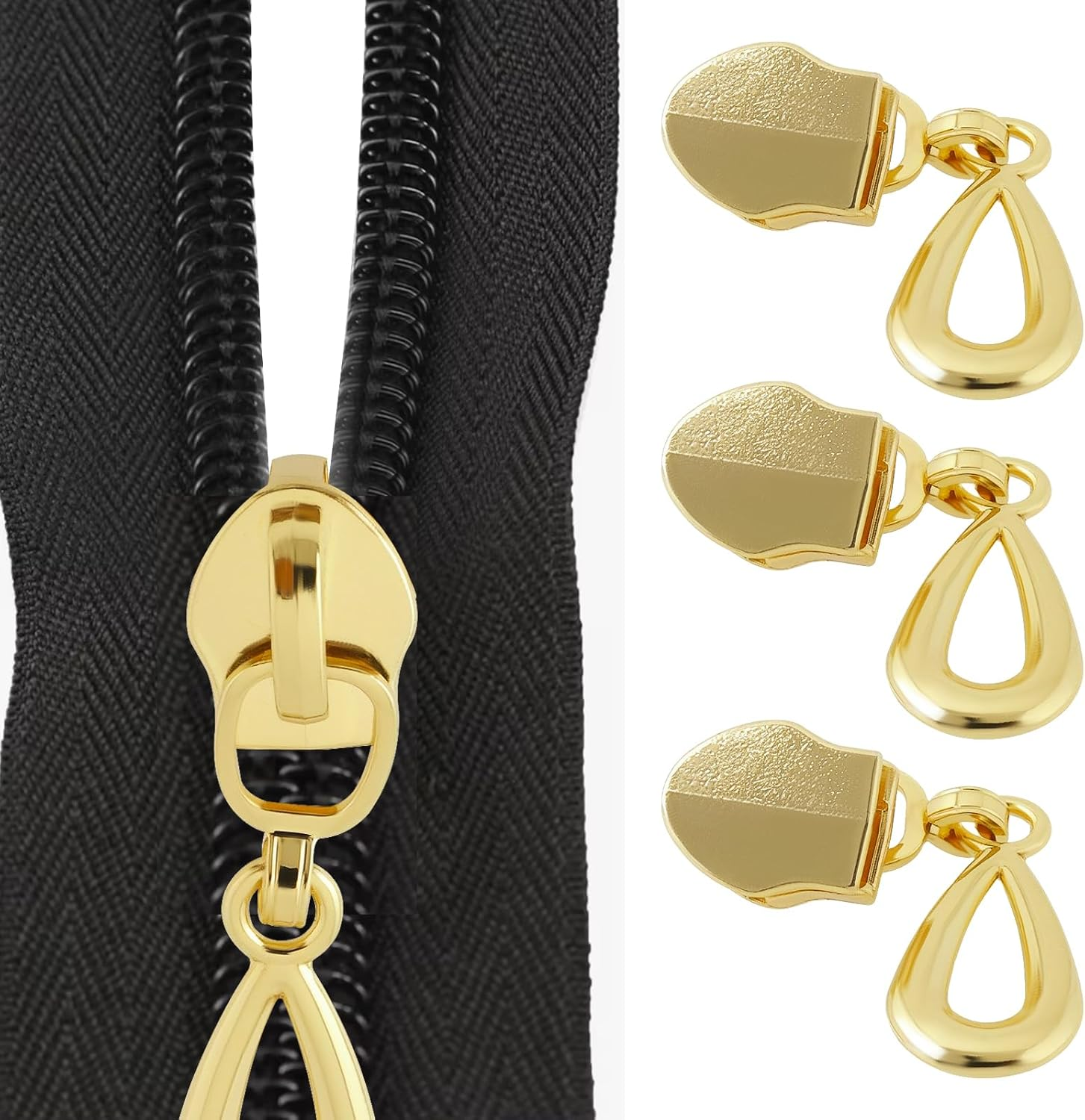 Create Idea 20Pcs No.5 Non Locking Zippers Sliders 6Mm Metal Teardrop Shape Zipper Puller 4Cm Slider for Nylon Coil Zippers for 6Mm Open Zipper Sliders image number 2