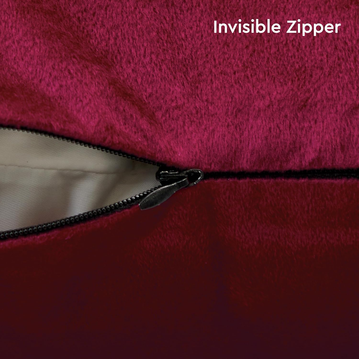 Encasa XO Velvet Cushion Cover Set of 2 Maroon 60X60 Cm Solid Plain Dyed Soft & Smooth Pillowcase | No Insert, Square Decorative Sham for Living Room, Sofa, Bedroom image number 4