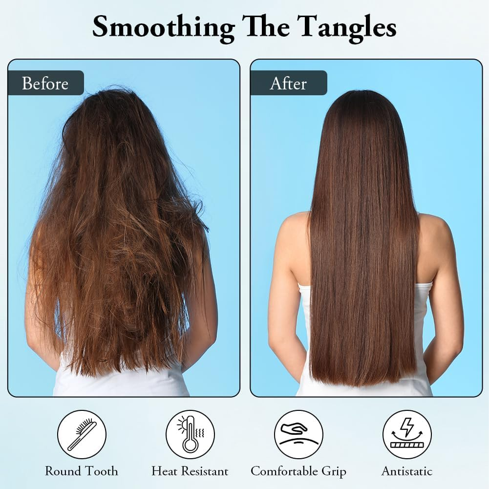 2 Pcs Folding Hair Brush with Mirror - Mini Travel Portable Pocket Size Comb with Soft Nylon Bristles, Collapsible Anti-Static Compact Styling Tool for Gym, Swimming image number 3