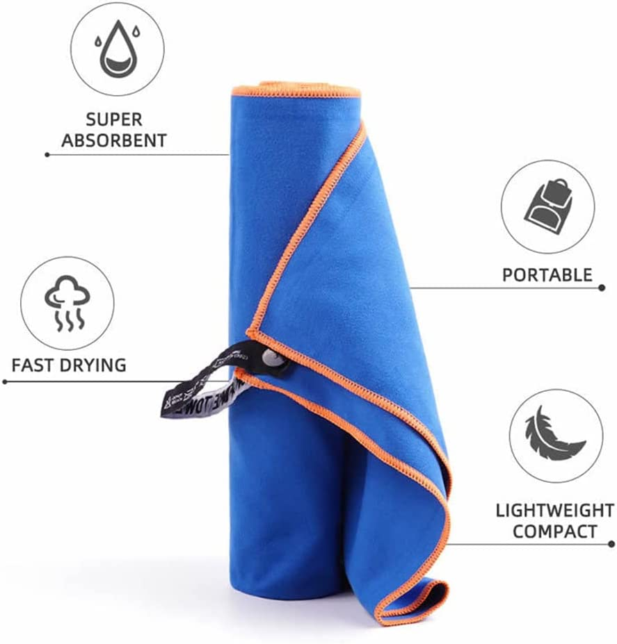 AHPOUN 2 Pack Microfiber Towel Quick Dry Bath Towels Super Absorbent for Sport Travel Swimming Beach Ultra Soft, Compact Microfiber Camping Towel Suitable for Hiking Gym Yoga (Light Green+Dark Blue) - Light Blue+Purple image number 4