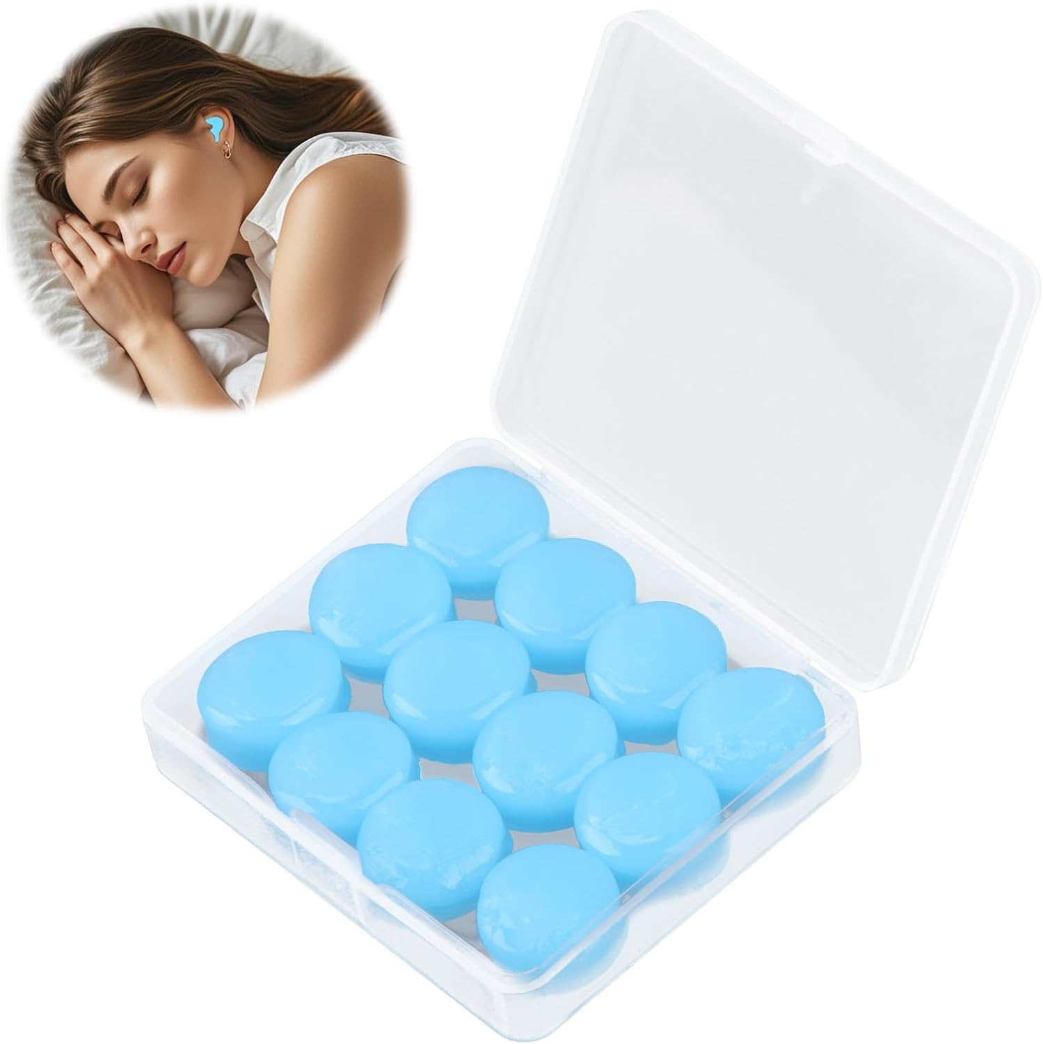 Silicone Putty Ear Plugs for Sleeping Swimming, Sound Blocking Moldable Noise Cancelling Earplug, Waterproof Reusable Gel Ear Protection for Snoring Airplanes Motorcycle Travel Concerts (12 Pcs Blue) - Blue image number 6