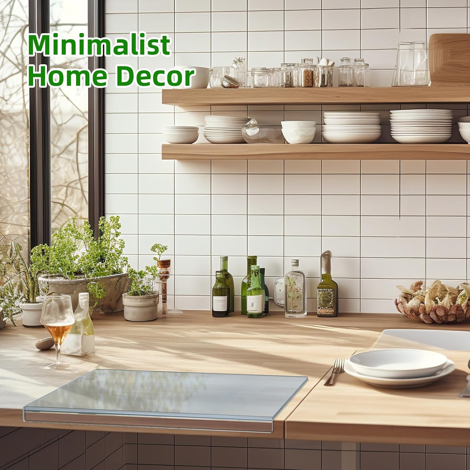 Acrylic Cutting Boards with Counter Lip, 17.7"X12.6" New Acrylic Anti-Slip Transparent Cutting Board,Fit for Bread,Meat,Veggies image number 2