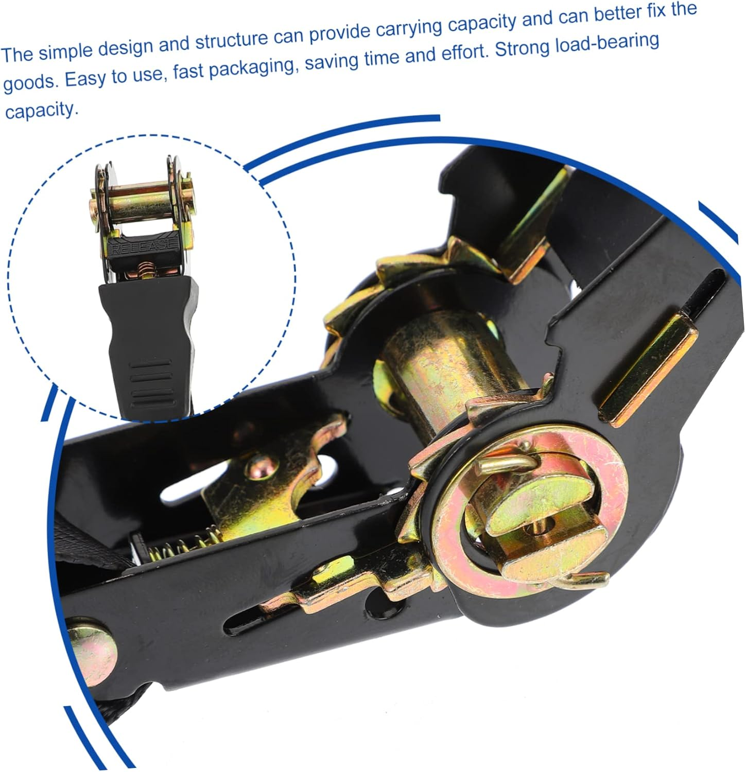 GLEAVI 2 Sets 25Mm Cargo Binding Belt Ratchet Straps Luggage Tightening Rope Car and Motorcycle Tie-Downs Black Sturdy Baggage Securing Straps for Travel and Transport image number 1