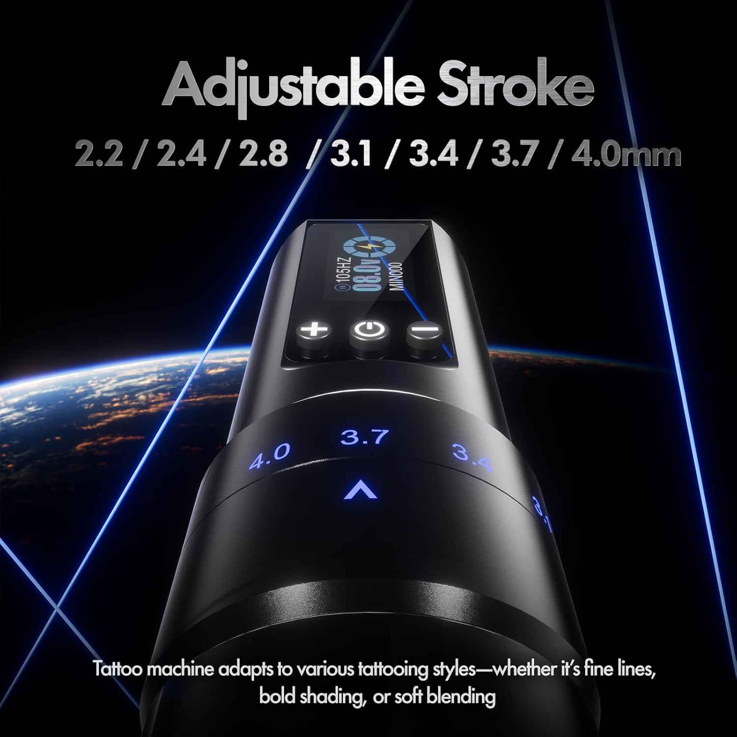 Inkin Wireless Tattoo Machine for Beginners, Professional Wireless Tattoo Gun with 7 Adjustable Strokes Length, Tattoo Pen Machine 1600Mah Power Supply for Tattoo Artists image number 3