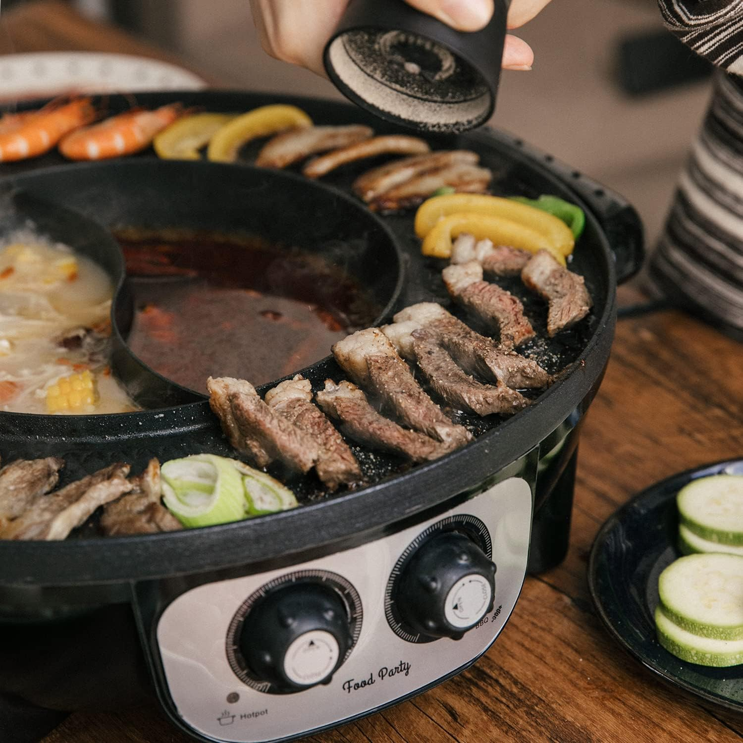 Food Party 2 in 1 Electric Smokeless Grill and Hot Pot image number 5