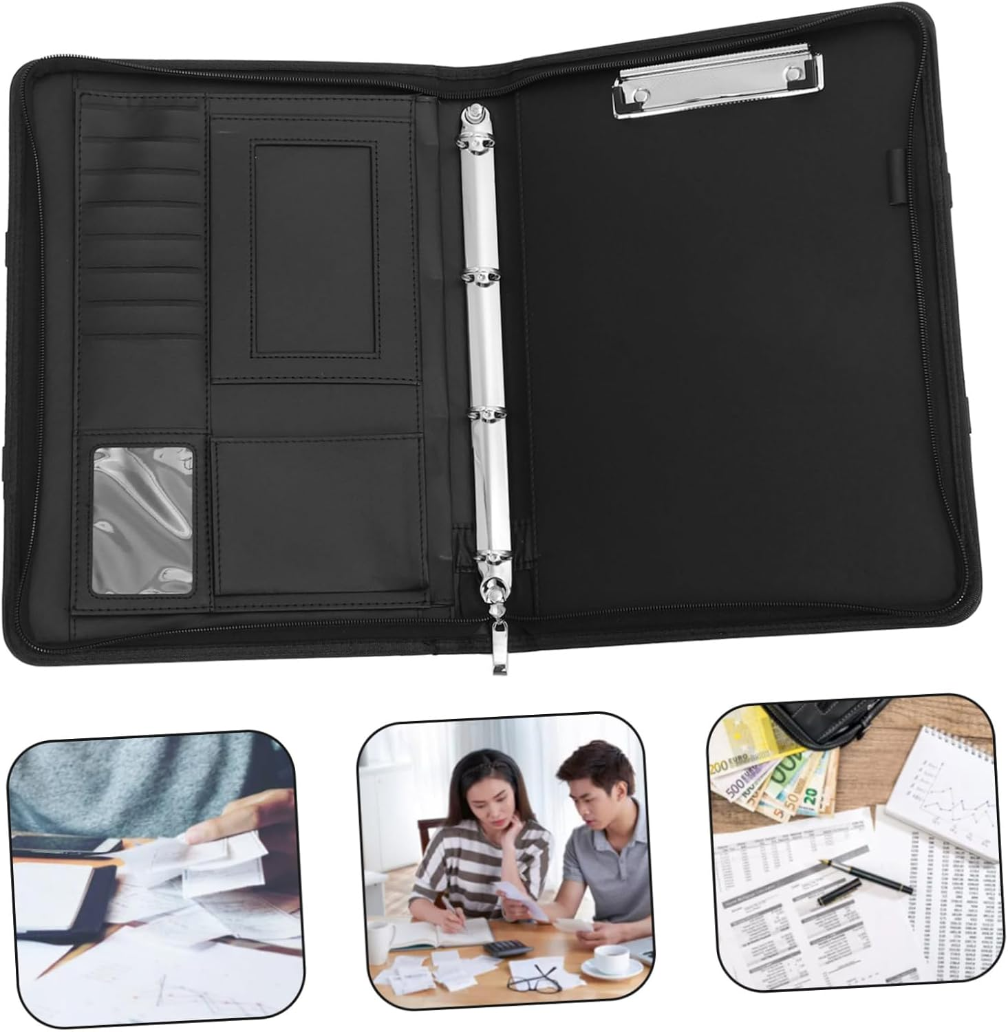 SECFOU Portable Zippered File Folder Organizer Multiple Compartments for Documents Magazines and Receipts Lightweight Storage Bag for Office School and Travel Use image number 6