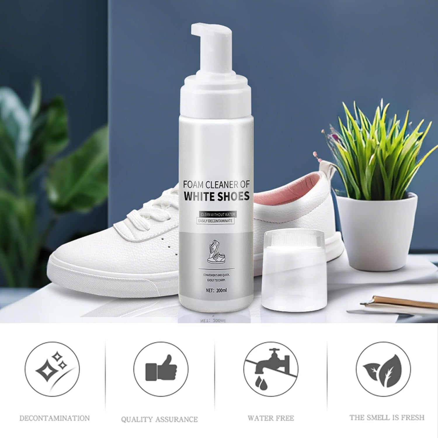 Shoe Cleaner Kit, White Shoe Cleaner Foam, Used to Remove Stains on Sports Shoes, Tennis Shoes, and Leather Shoes(6.76 Oz) image number 1