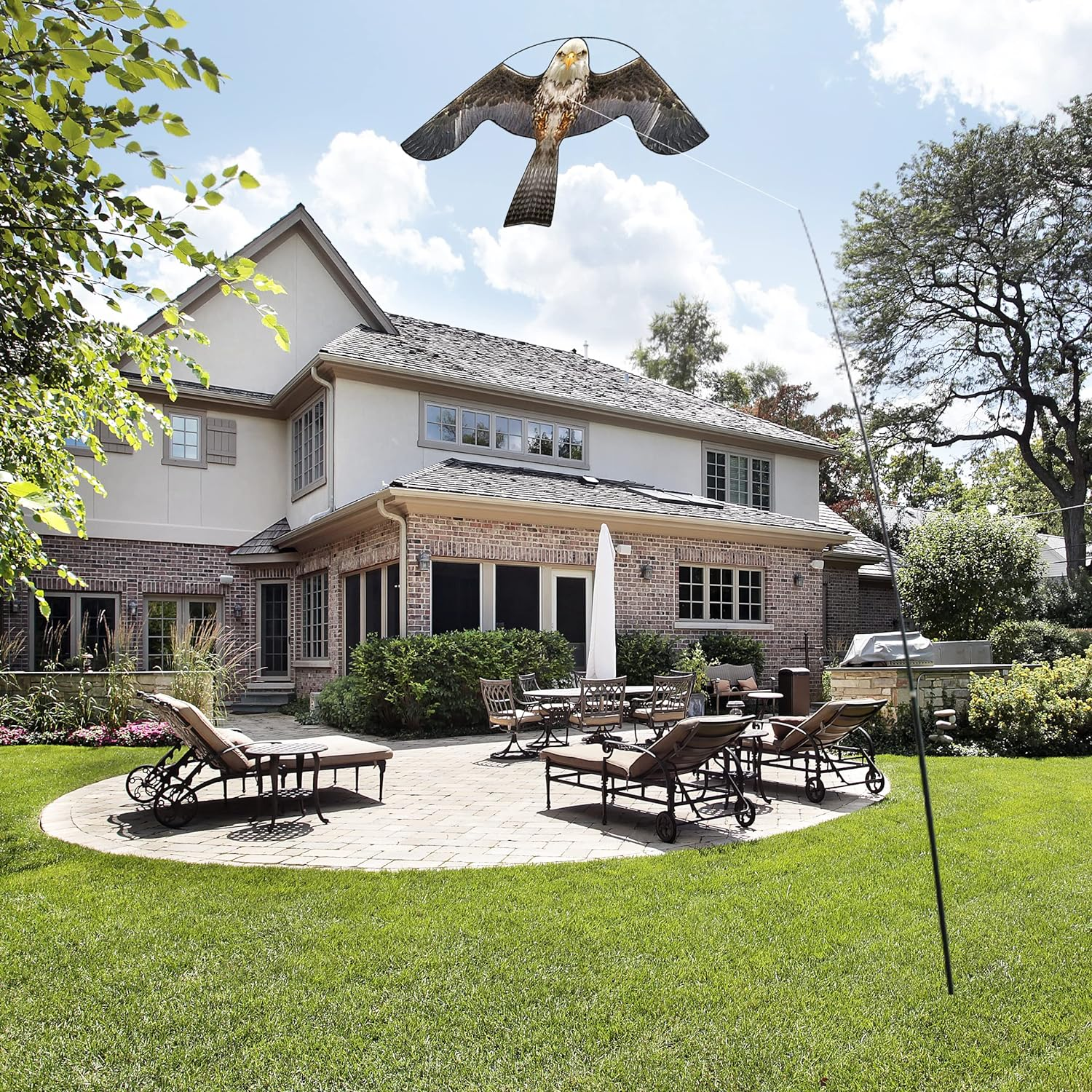 Flerigh Bird Hawk Flying Kite with Pole Crops Farm Protector Bird Scarer Flying Kite with 4M Telescopic Pole Professional for Farm Garden - 4 Meters, Style A With 4M Pole image number 3