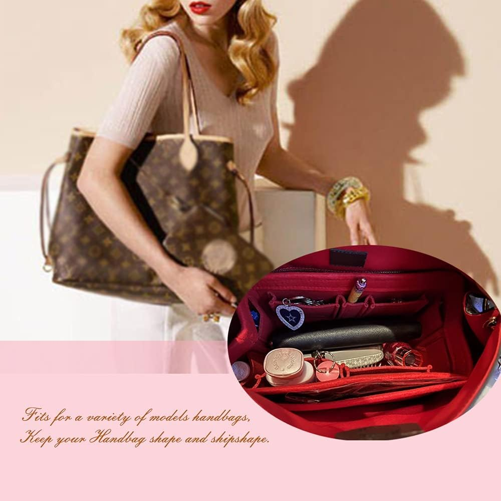 Purse Organizer Insert for Handbags, Felt Bag Tote 3 Sizes for Speedy, Large Tote Insert Felt Purse Zipper Bag Organizer (M Black No Zipper-26 * 15 * 14Cm) - M Black No Zipper-26*15*14Cm image number 4