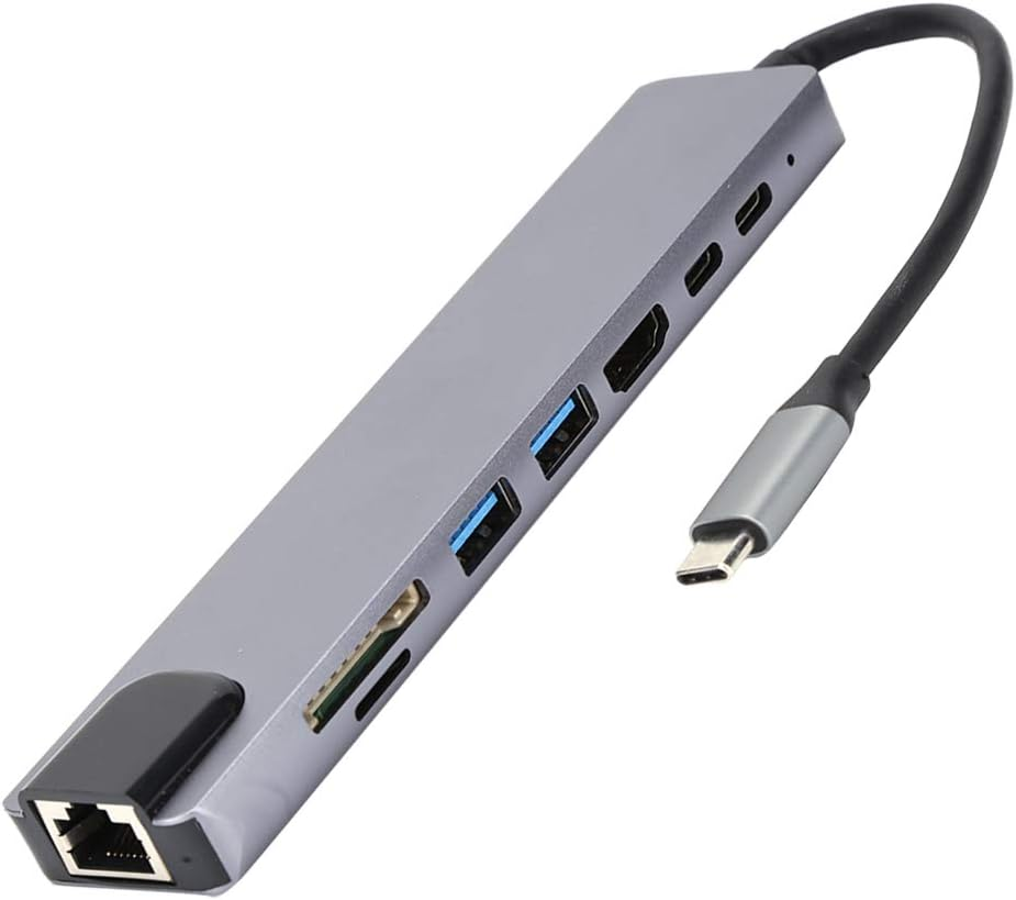 8 In1 Hub,Type C to RJ45 PD USB Docking Station Type C Hub Splitter Converter Adapter Support up to 480M Usb,Support USB 2.0 Memory Card image number 1
