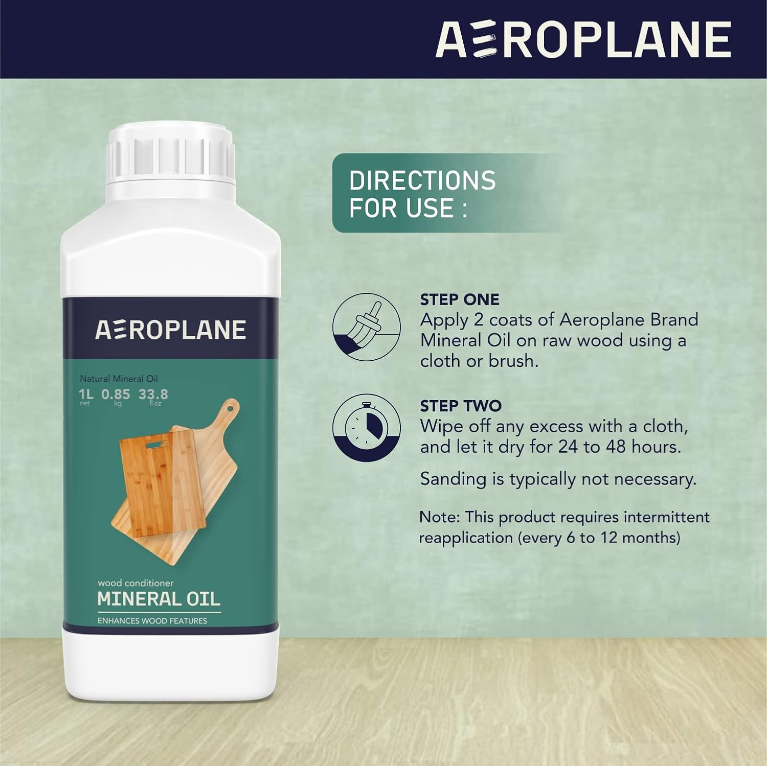 AEROPLANE - Mineral Oil - VOC Free & Non-Toxic Wood Conditioner | 100 ML image number 6