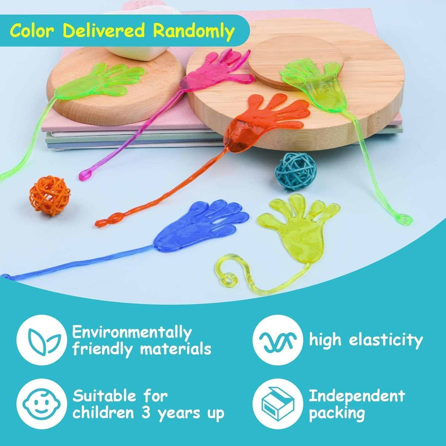 Mumoo Bear 20Pcs Sticky Hands, Sticky Stretchy Toys Set, Novelty Toys for Kids, Party Bag Fillers, Birthday Party Favor for Kids Party Supplies, Classroom Rewards