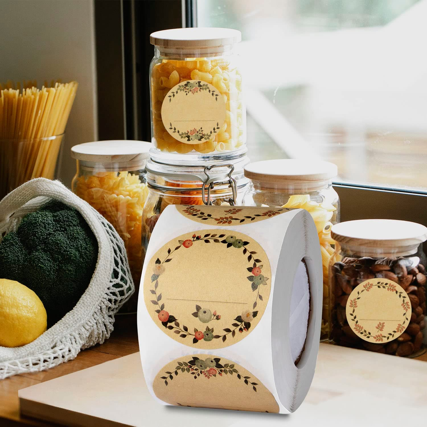 500Pcs Sticky Labels,Self Adhesive Labels,Natural Kraft round Labels,Food Labels,Self-Adhesive Blank Labels for Jam Tubes,Bottles,Baked Goods,Gifts,Envelopes（Brown-1 - Brown-3 image number 7