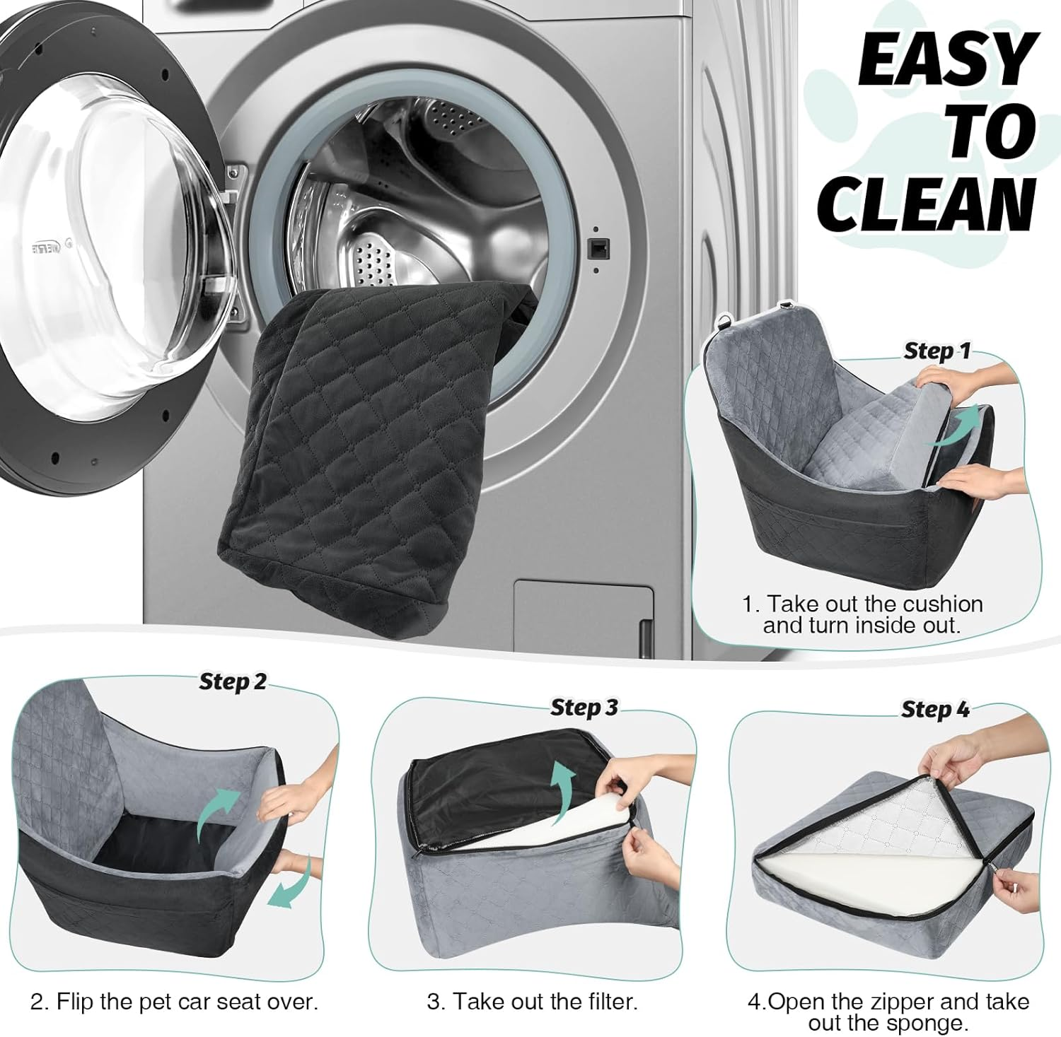 Dog Car Seat for Dogs up to 35Lbs,Car Dog Bed Easy to Install,Medium Dog Car Seat with Adjustable Straps and anti Slip Bottom,Fully Detachable and Washable(Black/Grey,Medium) image number 1