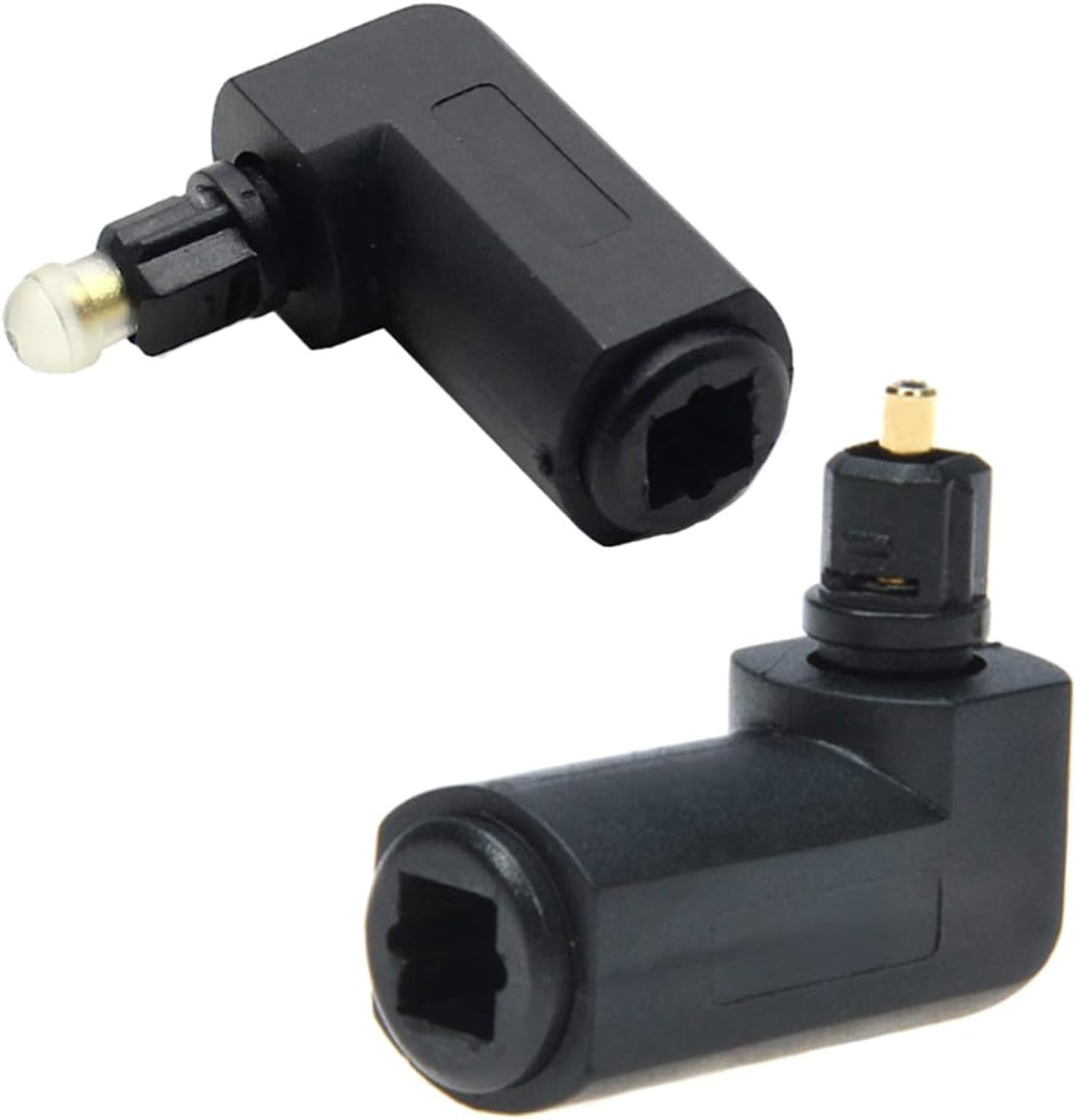 YOSADIER 5Pcs Fiber Optic Audio Adapter Male to Female Right Angle Connector with Rotatable Design Black PVC Shell for Home Theater Sound Bar and Tv image number 2