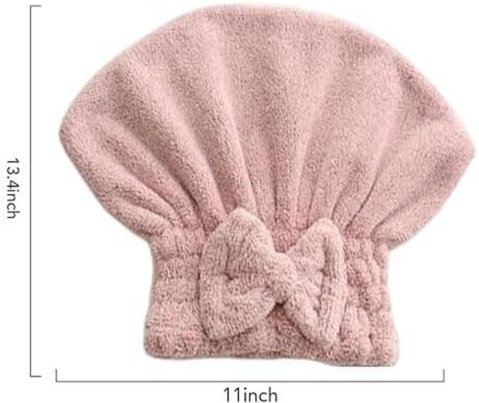 Microfiber Hair Drying Cap Hat, 2Pcs Microfiber Hair Drying Towels Absorbent Hair Drying Cap Bowknot Hair Turban Towel,Microfiber Hair Towel Cap Quick Drying Cap,Hair Towel Wrap Women Hair Drying Cap image number 1